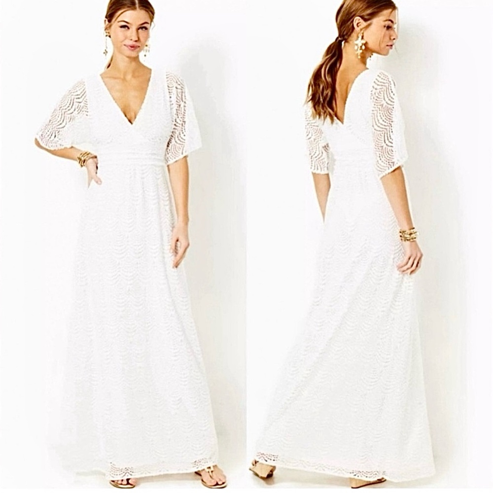 Lilly Pulitzer Parigi Elbow Sleeve Lace Maxi Dress